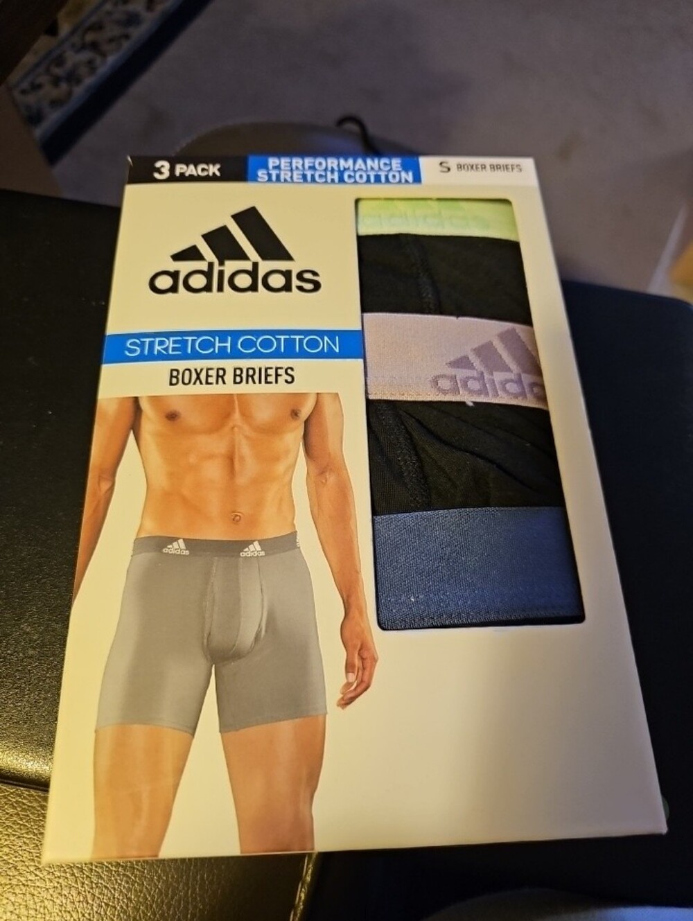 adidas 3-Pack Stretch Cotton Boxer Briefs  Size Small